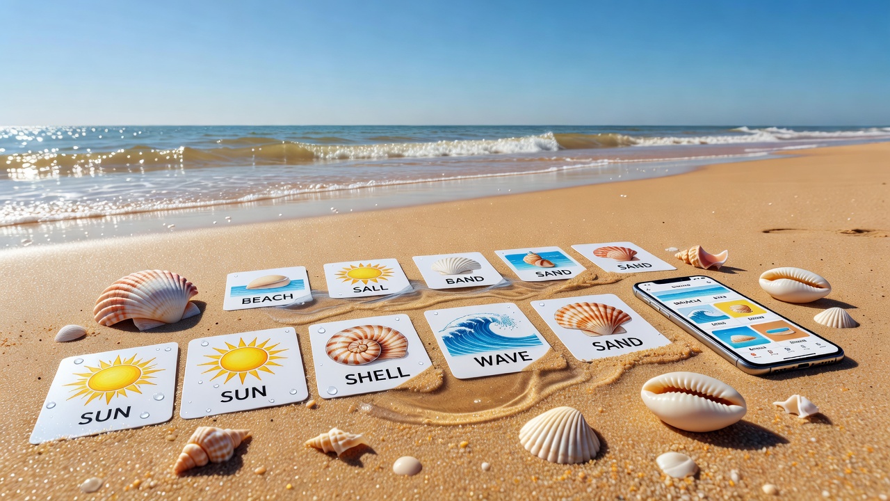 Vocabulary flashcards beach learning